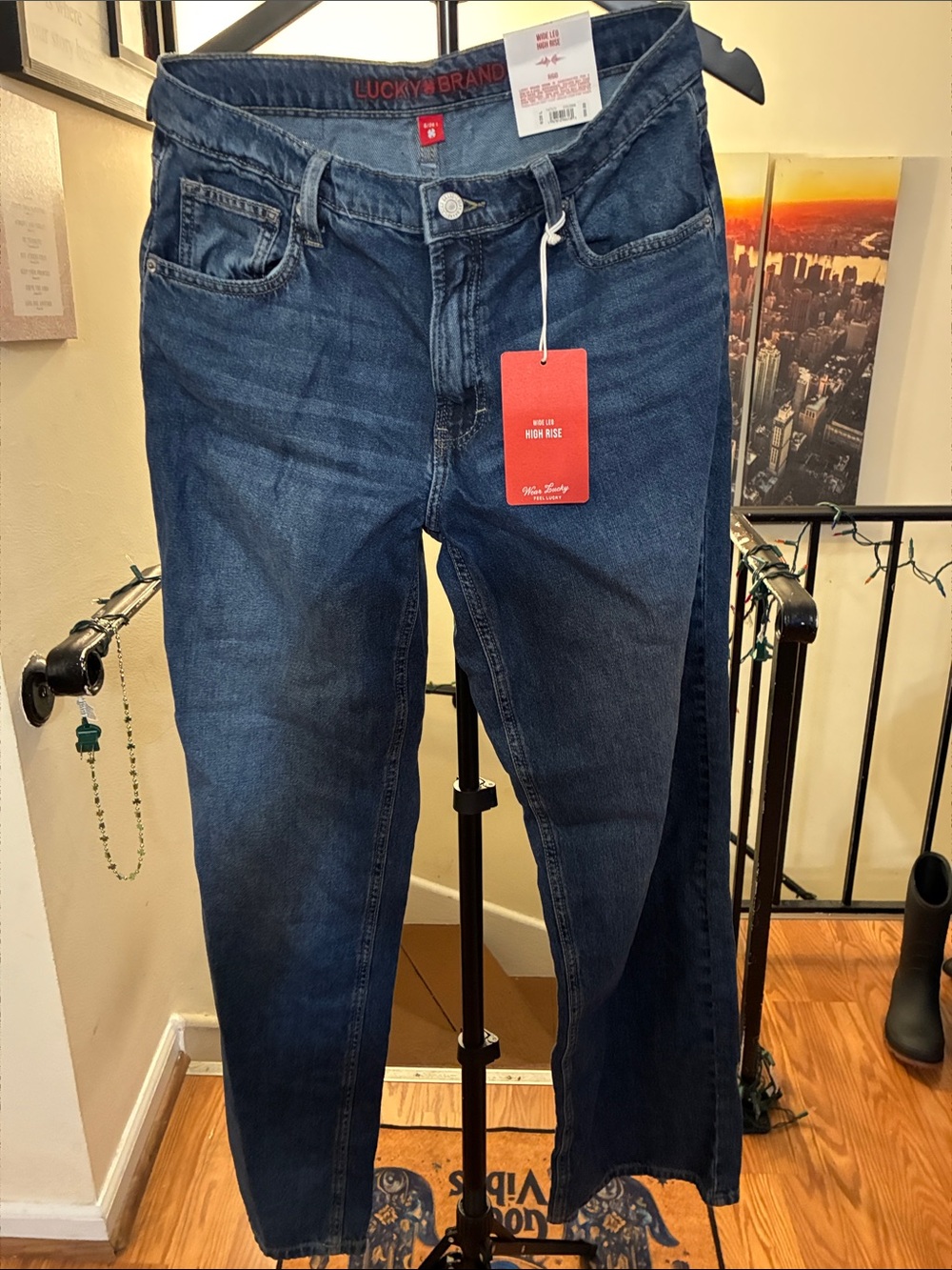 Lucky Brand Women’s Dark Blue High-Rise Wide Leg Jean’s